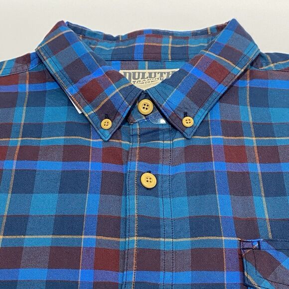 Duluth Trading Shirt Iron Mountain Oxford Men’s XL Relaxed Fit Plaid Button Down - Picture 3 of 9